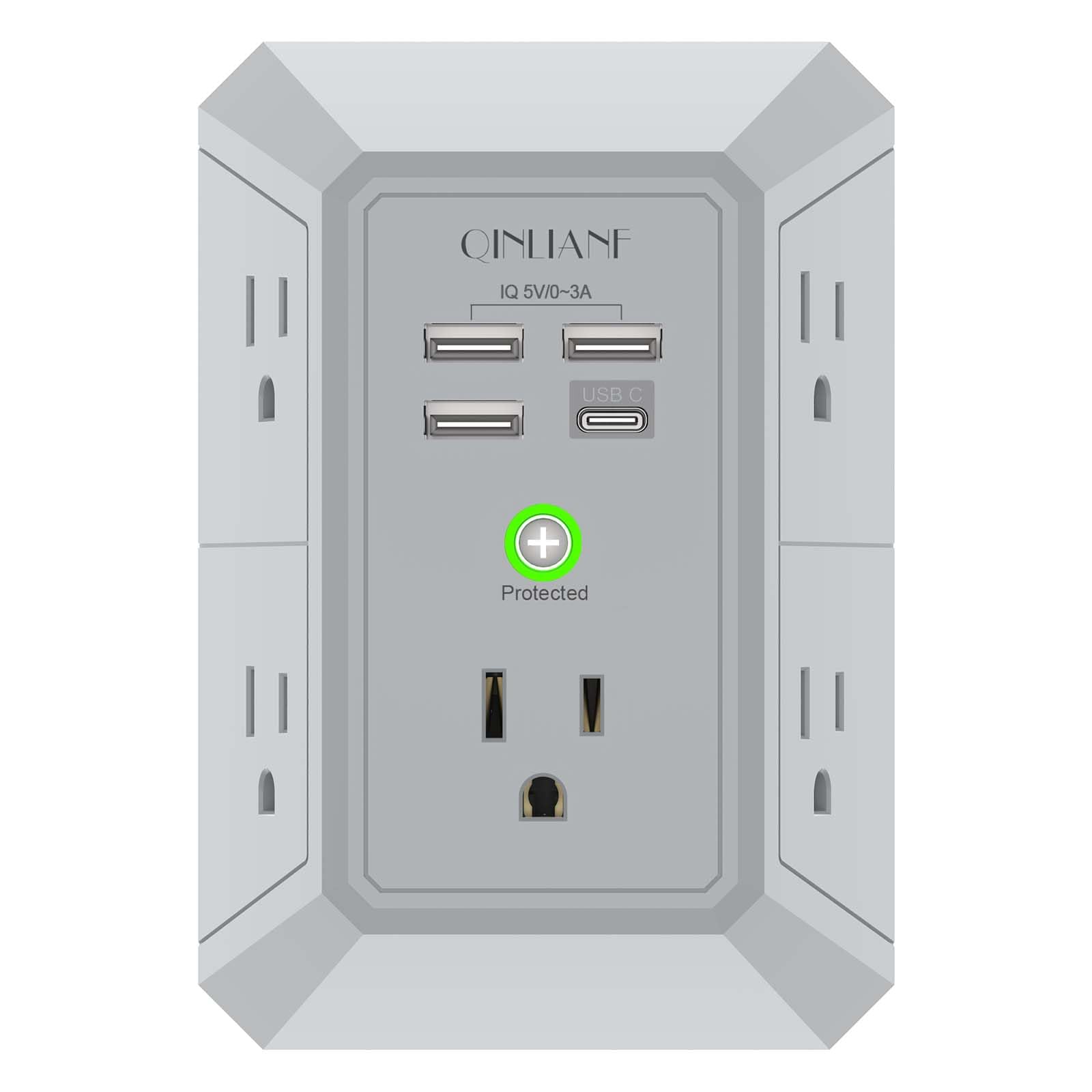 5-Outlet Wall Charger with USB Ports
