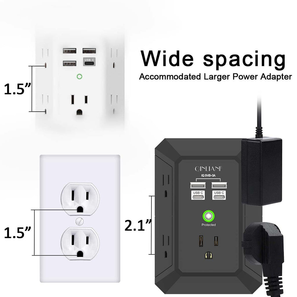 5-Outlet Wall Charger with USB Ports
