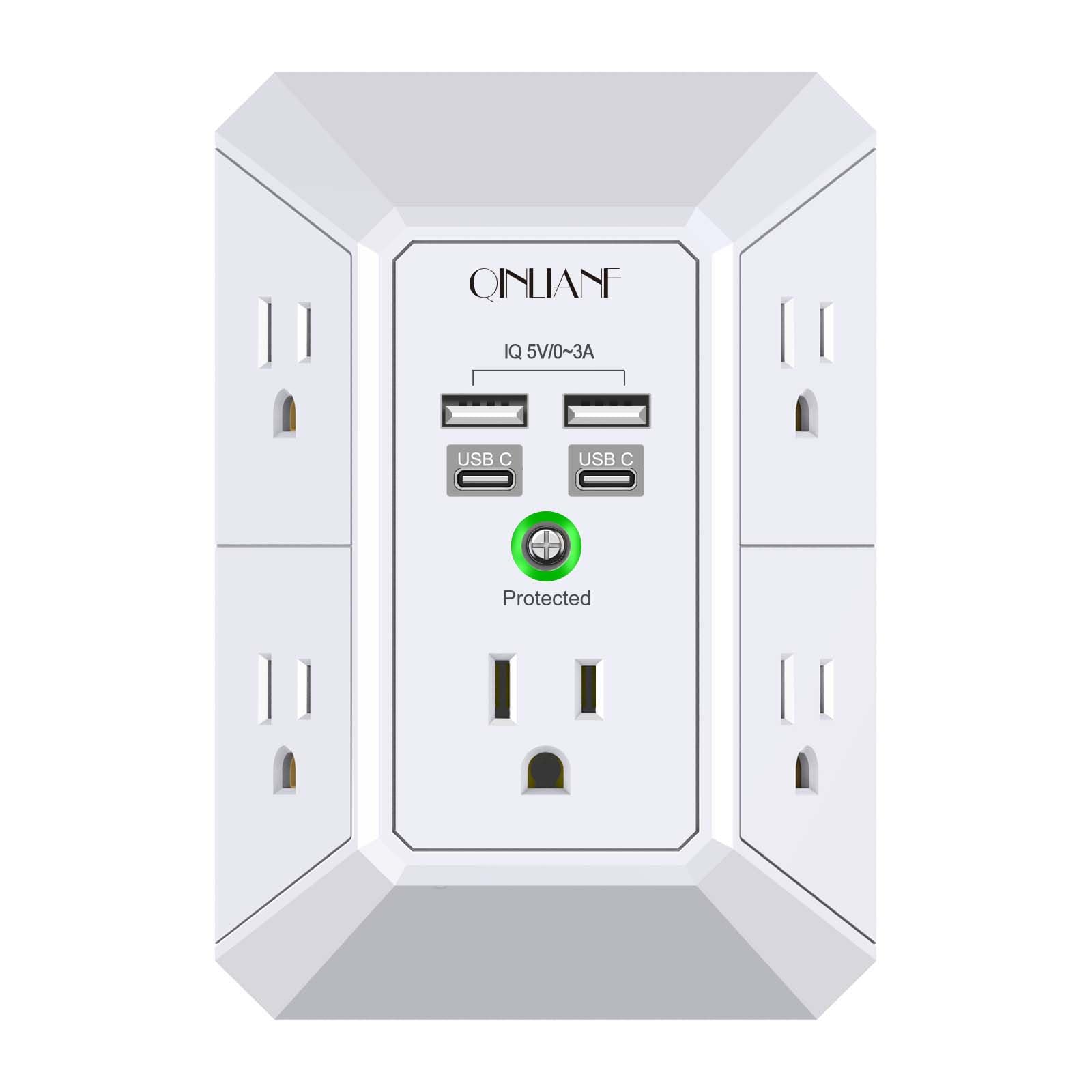 5-Outlet Wall Charger with USB Ports