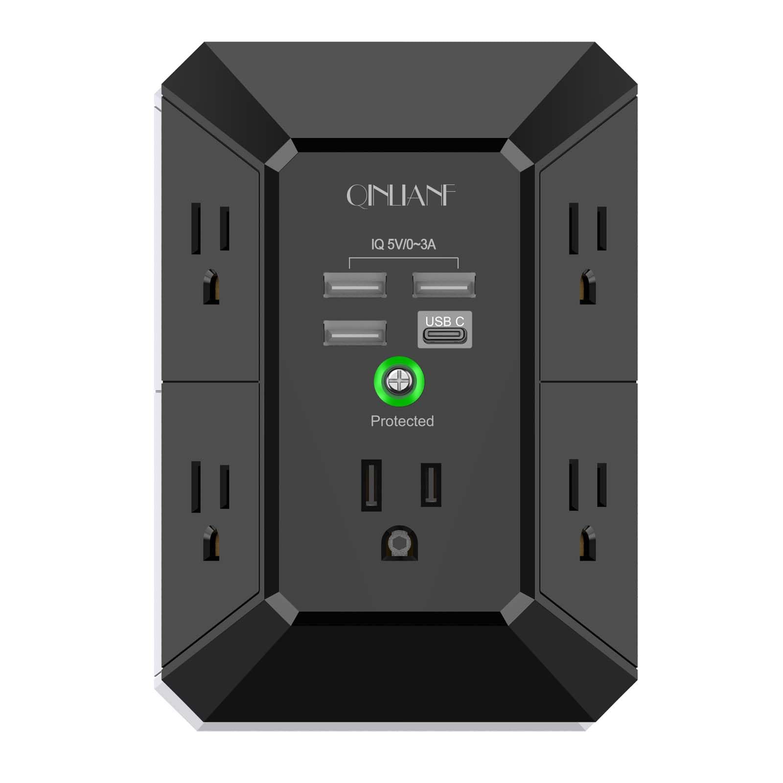 5-Outlet Wall Charger with USB Ports