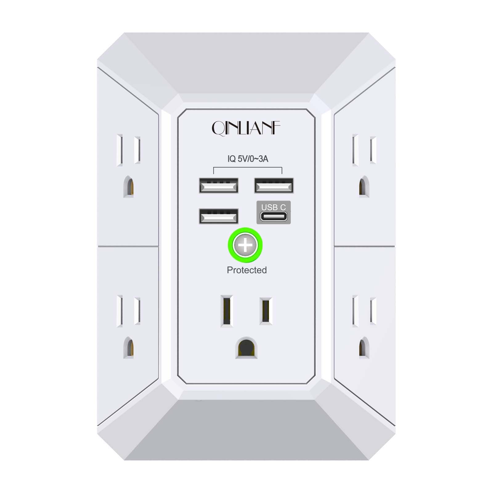 5-Outlet Wall Charger with USB Ports