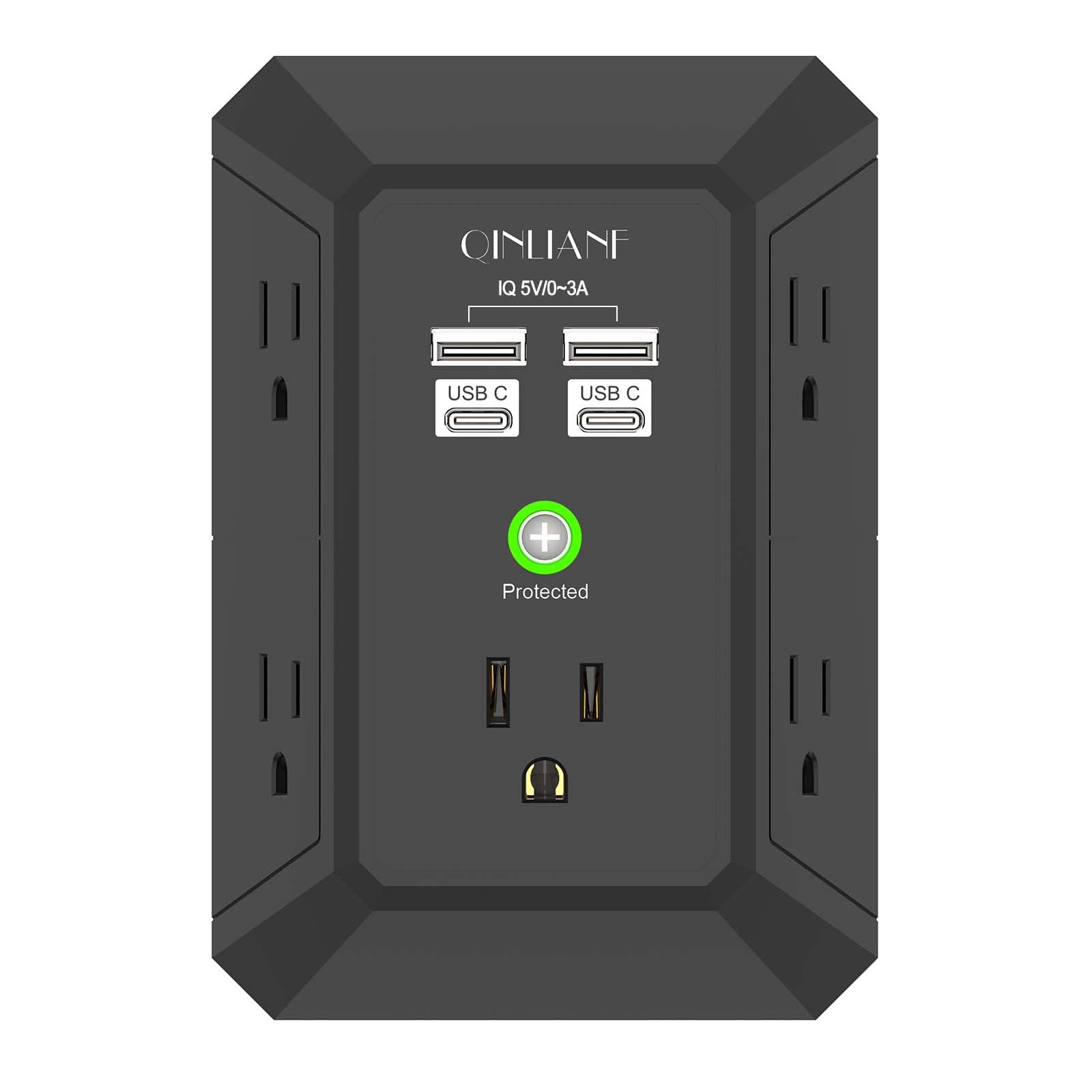 5-Outlet Wall Charger with USB Ports