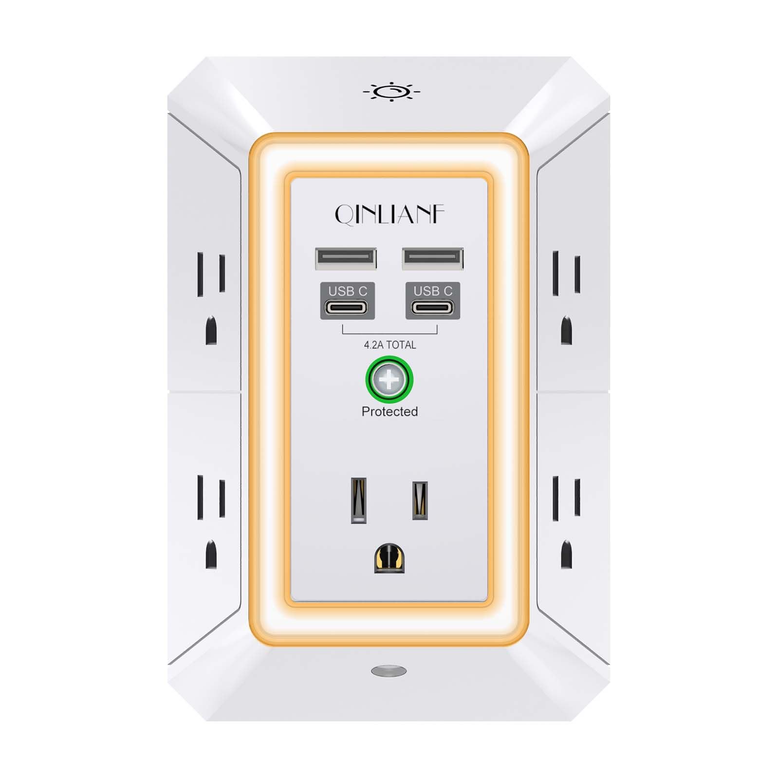 5-Outlet Wall Charger with USB Ports