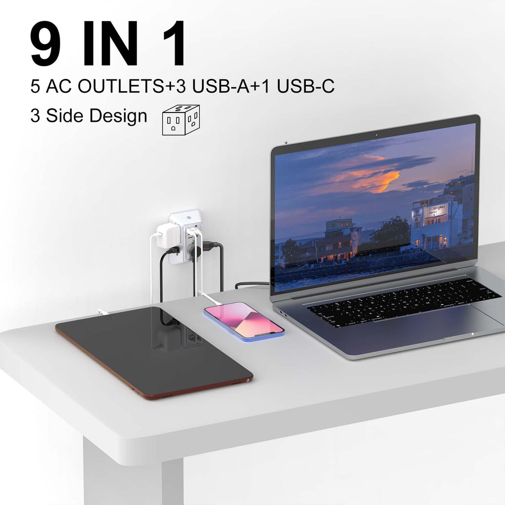 5-Outlet Wall Charger with USB Ports