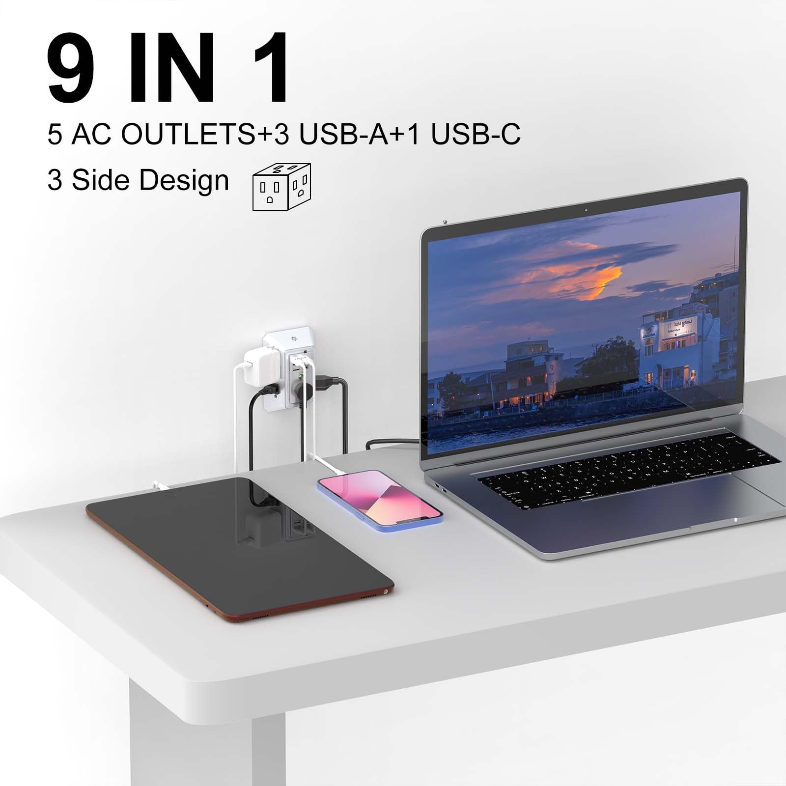 5-Outlet Wall Charger with USB Ports