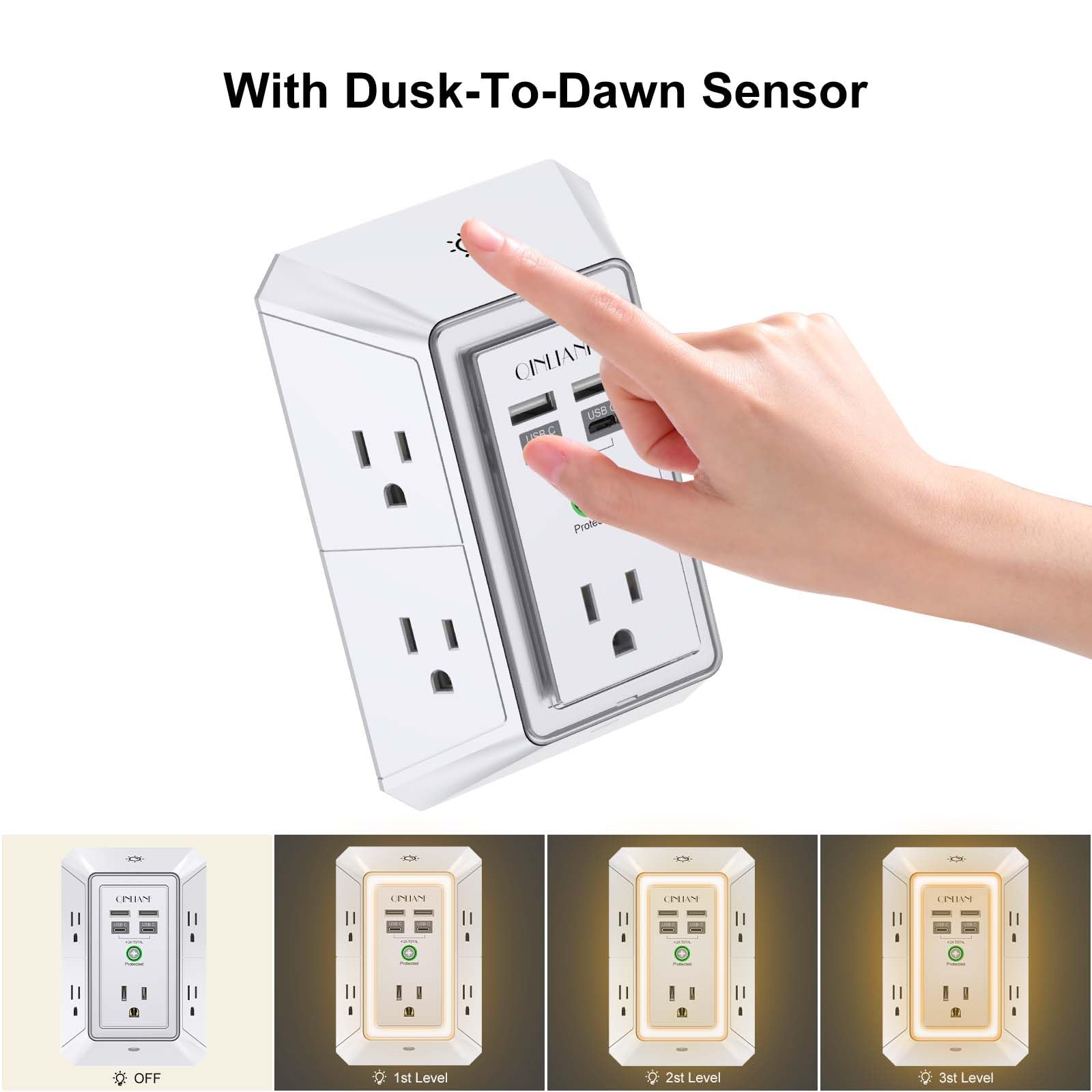 5-Outlet Wall Charger with USB Ports