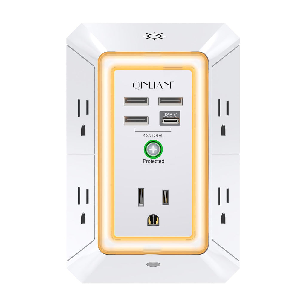 5-Outlet Wall Charger with USB Ports