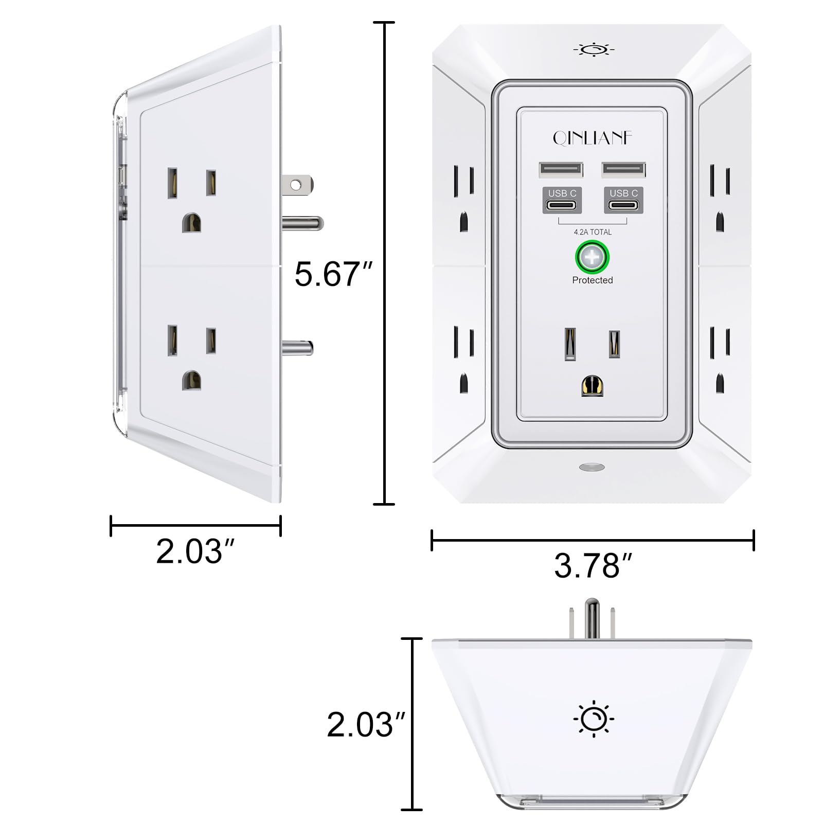 5-Outlet Wall Charger with USB Ports