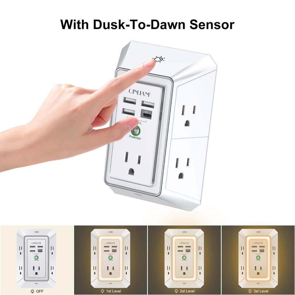 5-Outlet Wall Charger with USB Ports