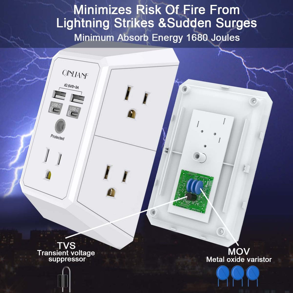 5-Outlet Wall Charger with USB Ports