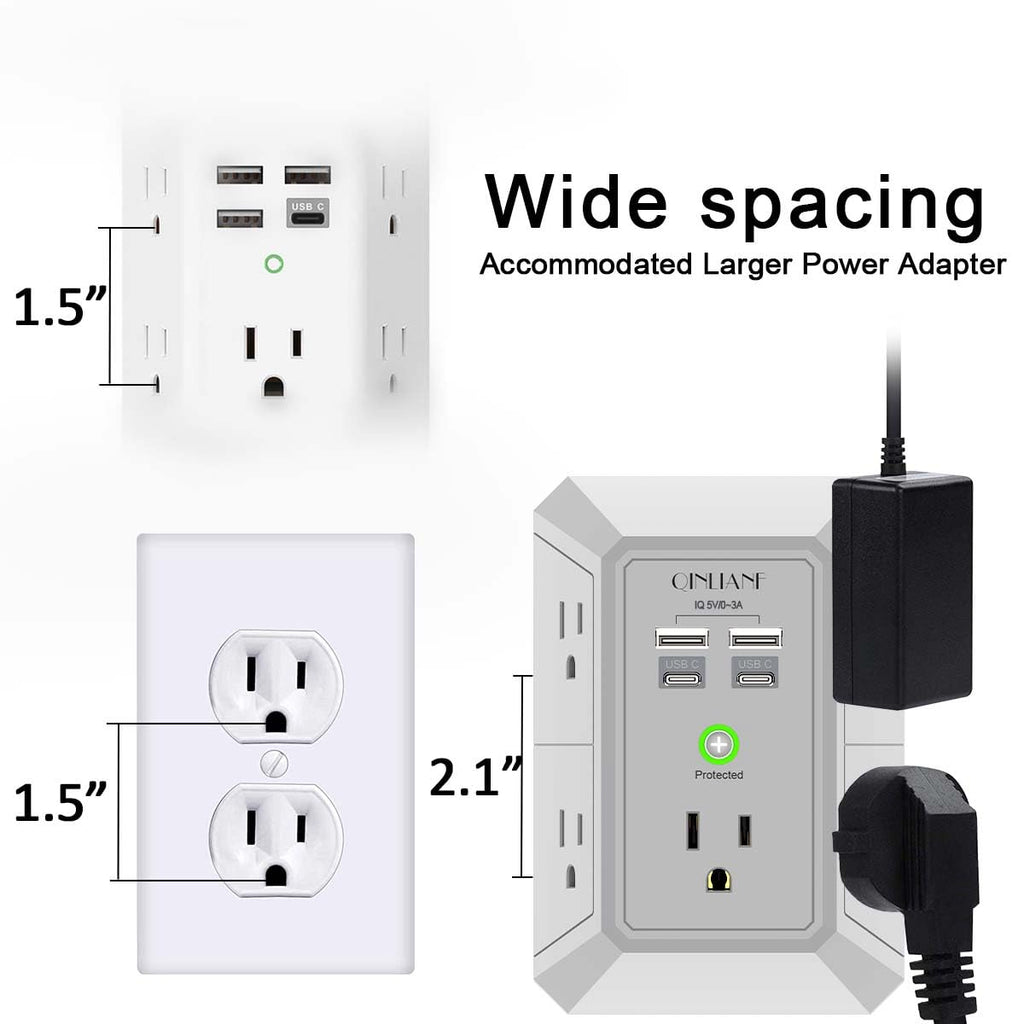 5-Outlet Wall Charger with USB Ports