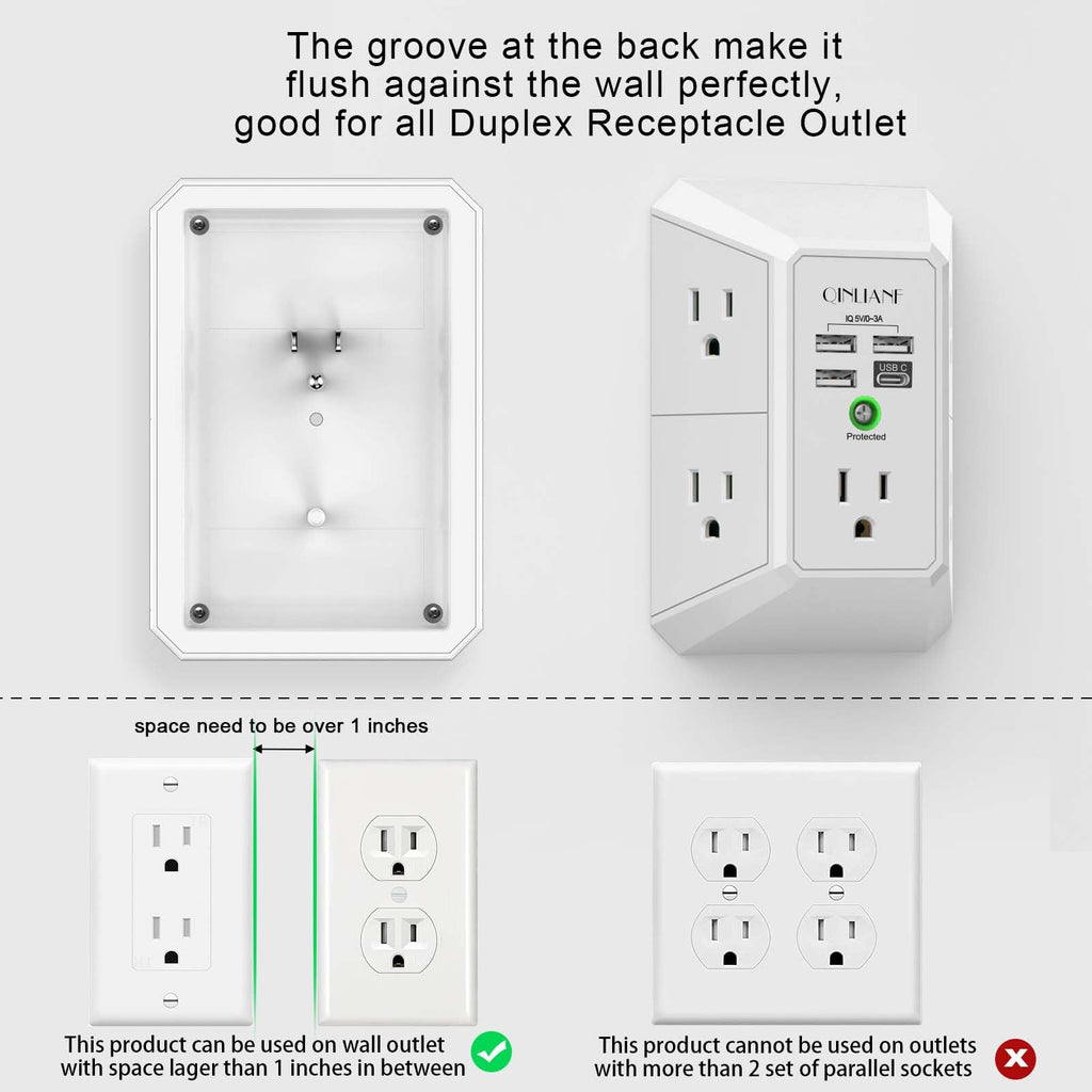 5-Outlet Wall Charger with USB Ports