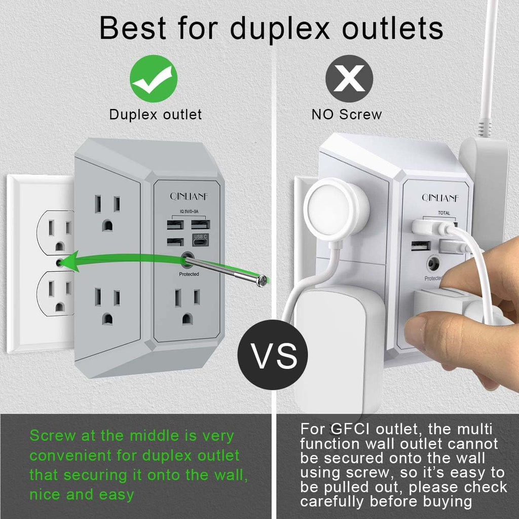5-Outlet Wall Charger with USB Ports