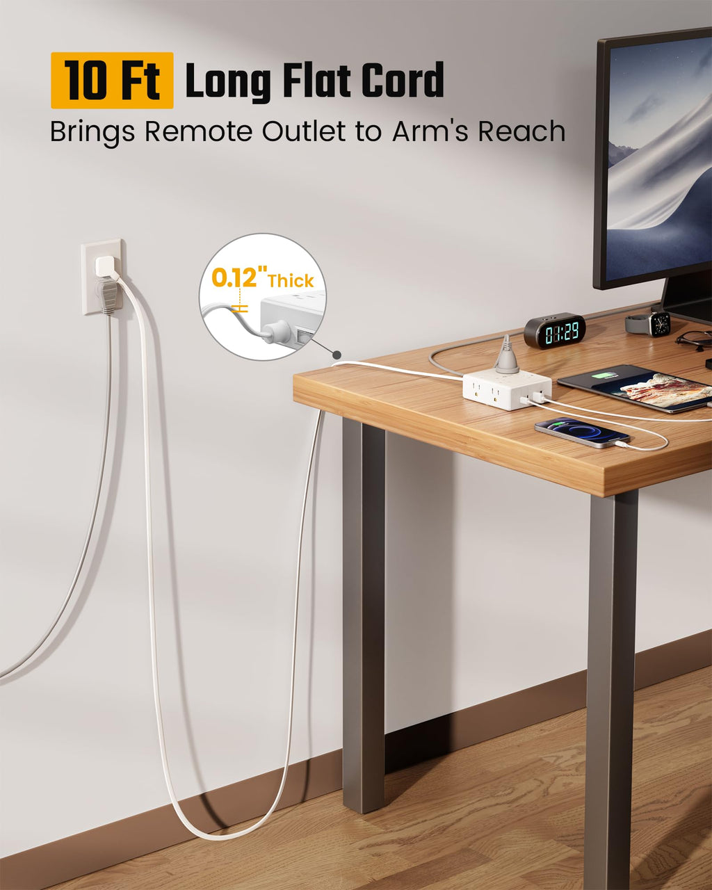 10ft Extension Cord with Surge Protection