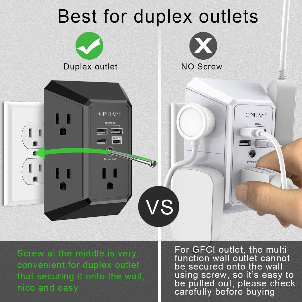 5-Outlet Wall Charger with USB Ports