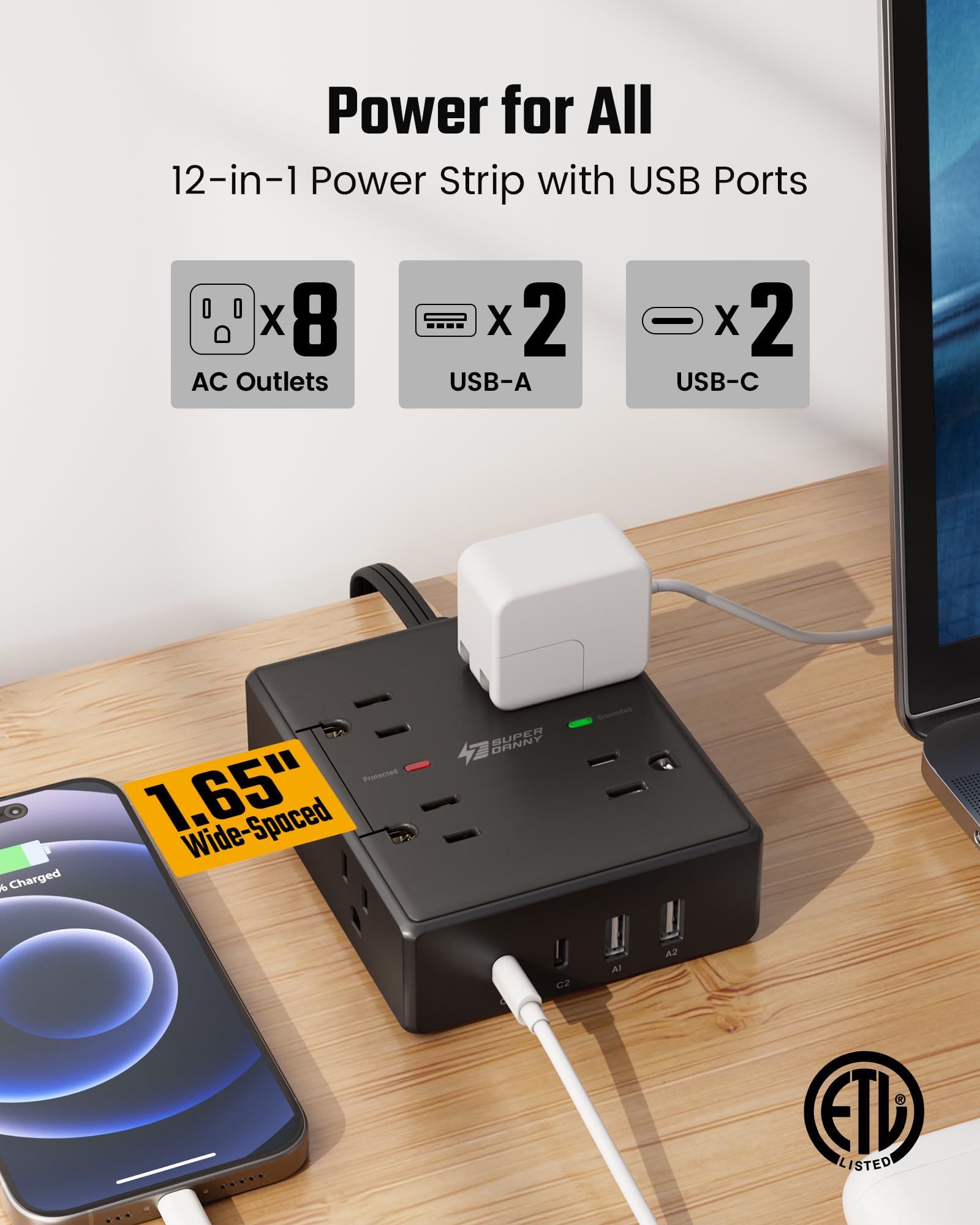 10ft Extension Cord with Surge Protection