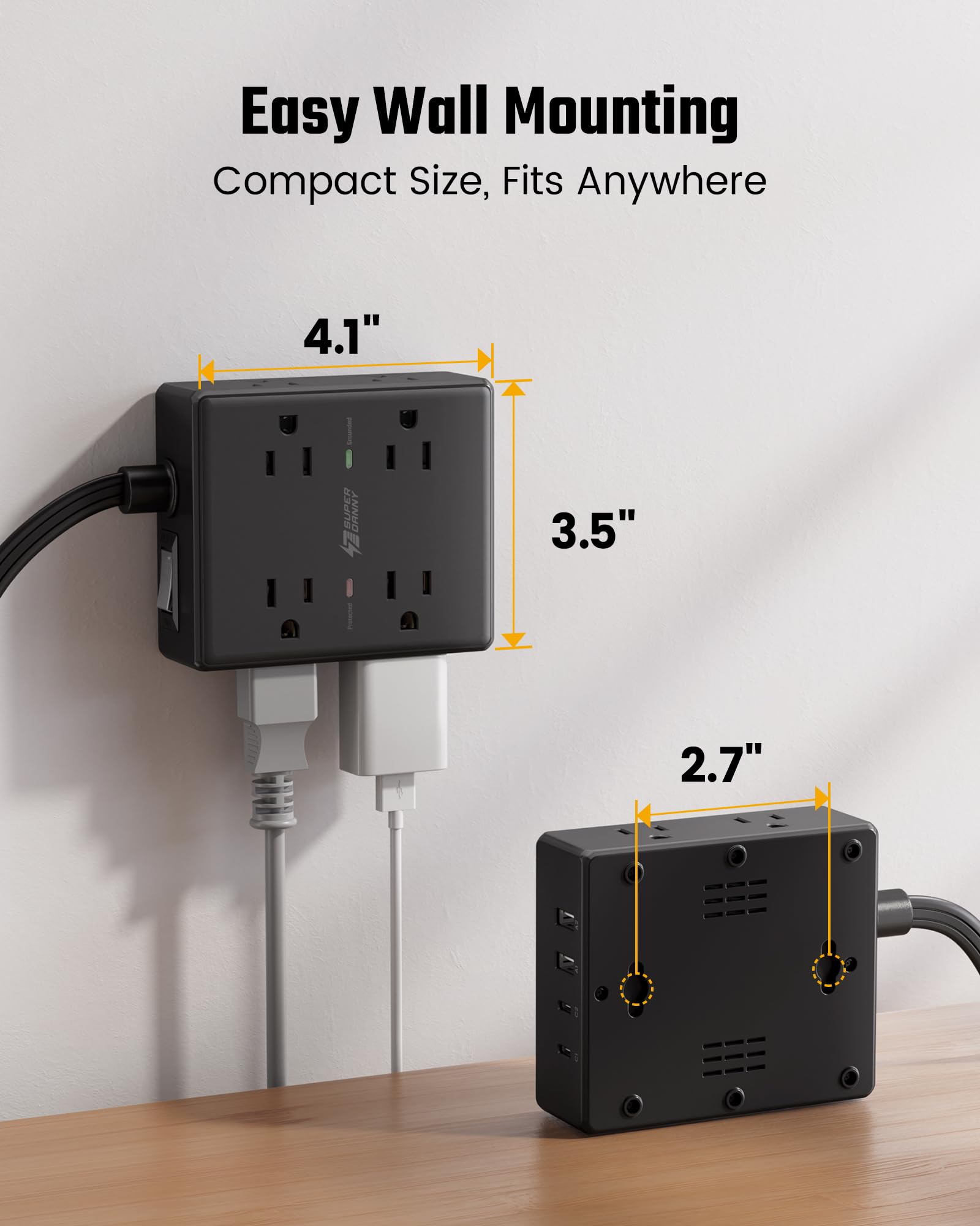 10ft Extension Cord with Surge Protection