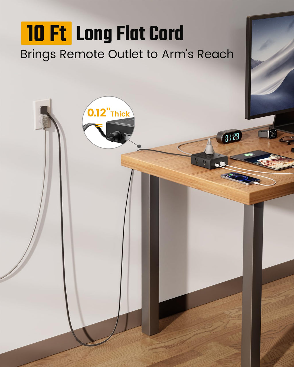 10ft Extension Cord with Surge Protection