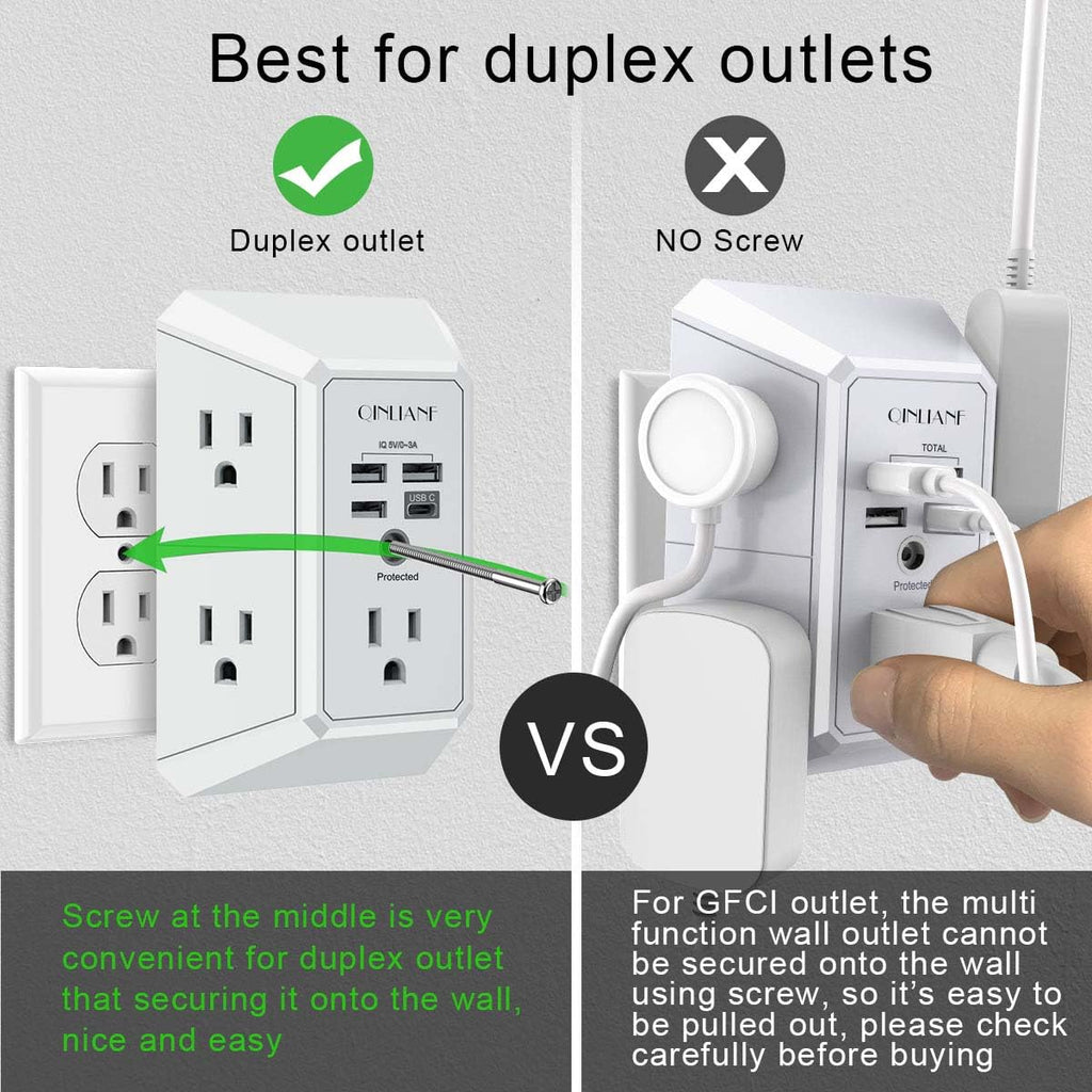 5-Outlet Wall Charger with USB Ports