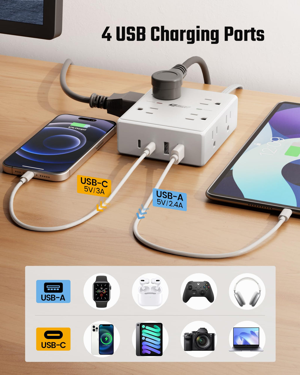 10ft Extension Cord with Surge Protection