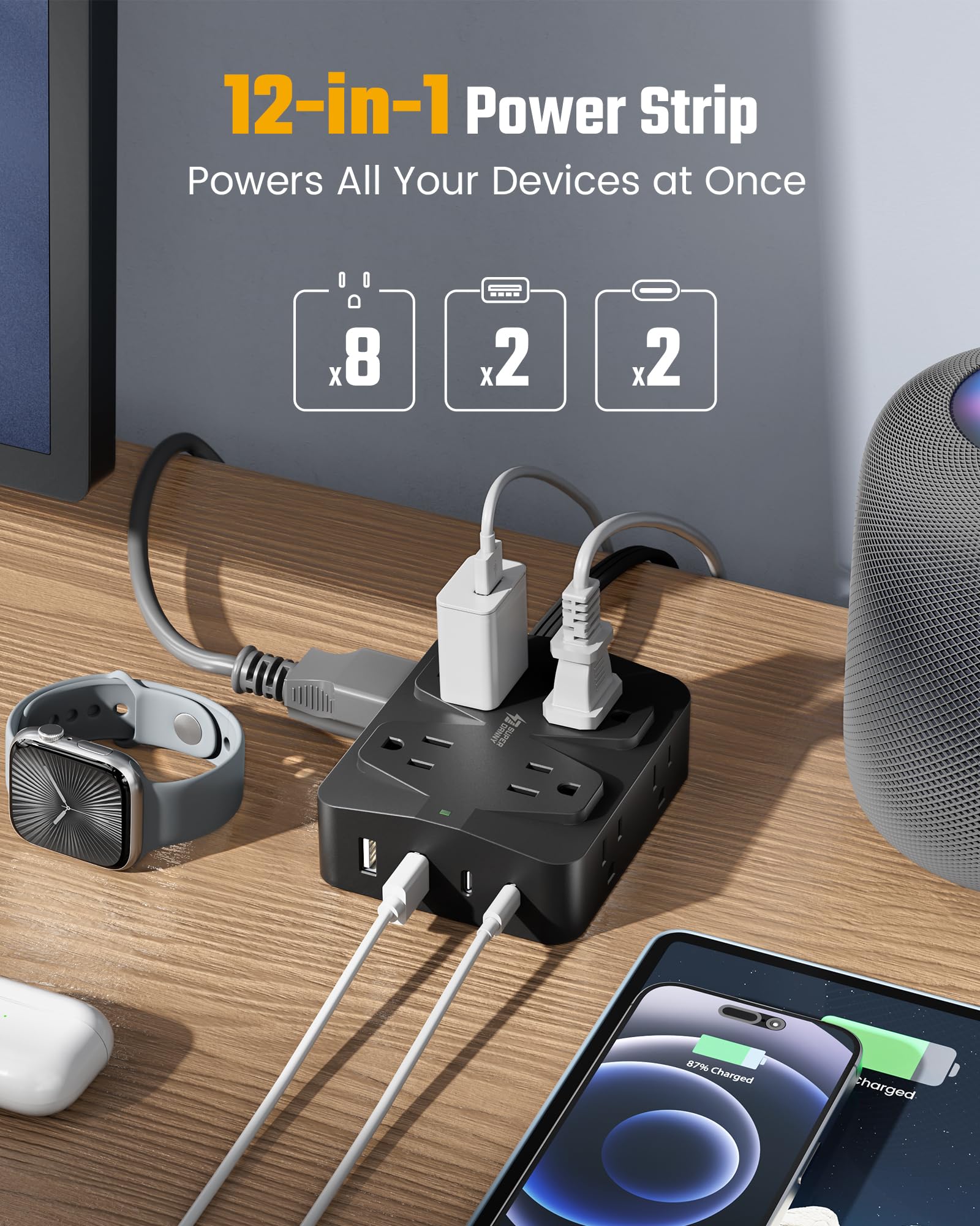 10ft Extension Cord with Surge Protection