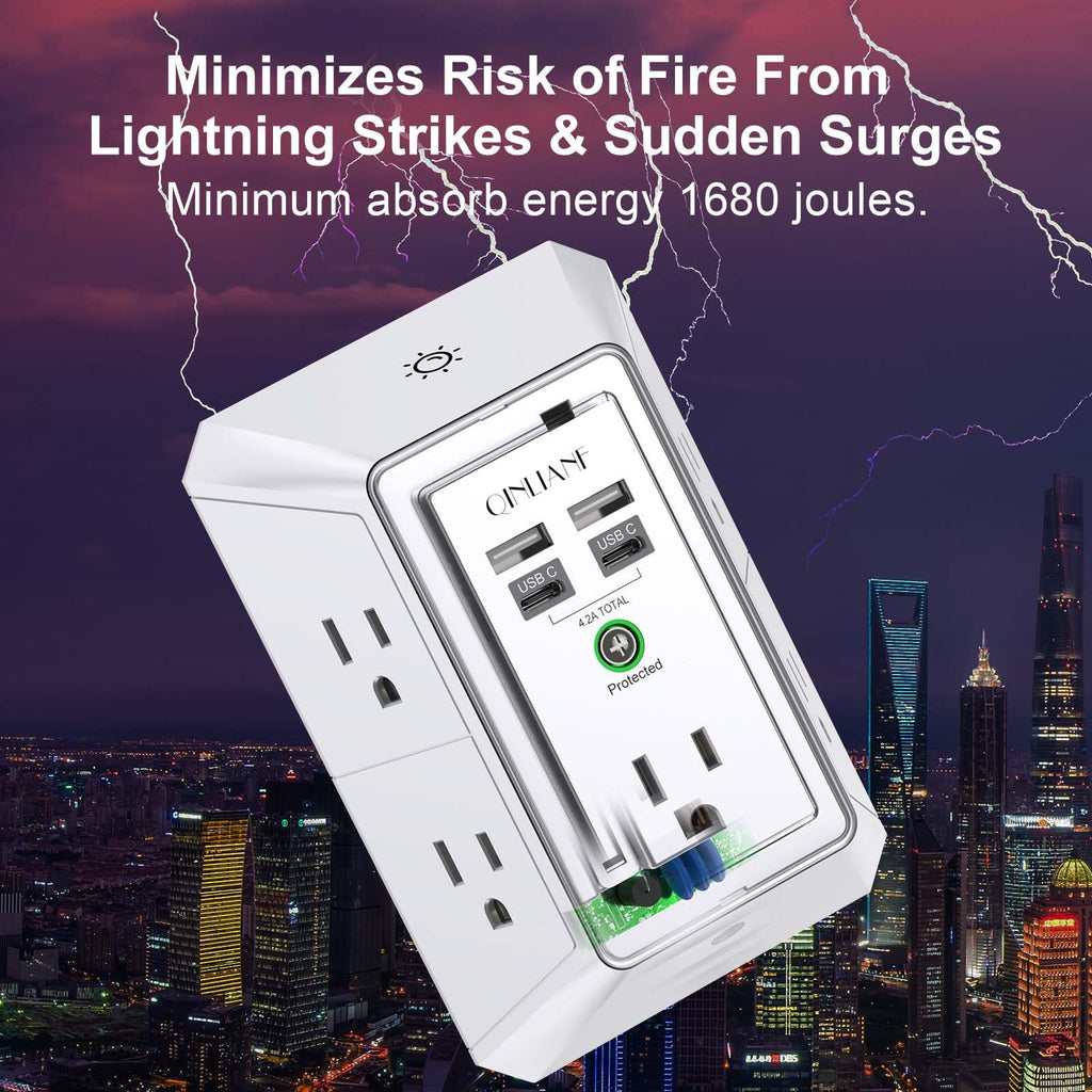 5-Outlet Wall Charger with USB Ports