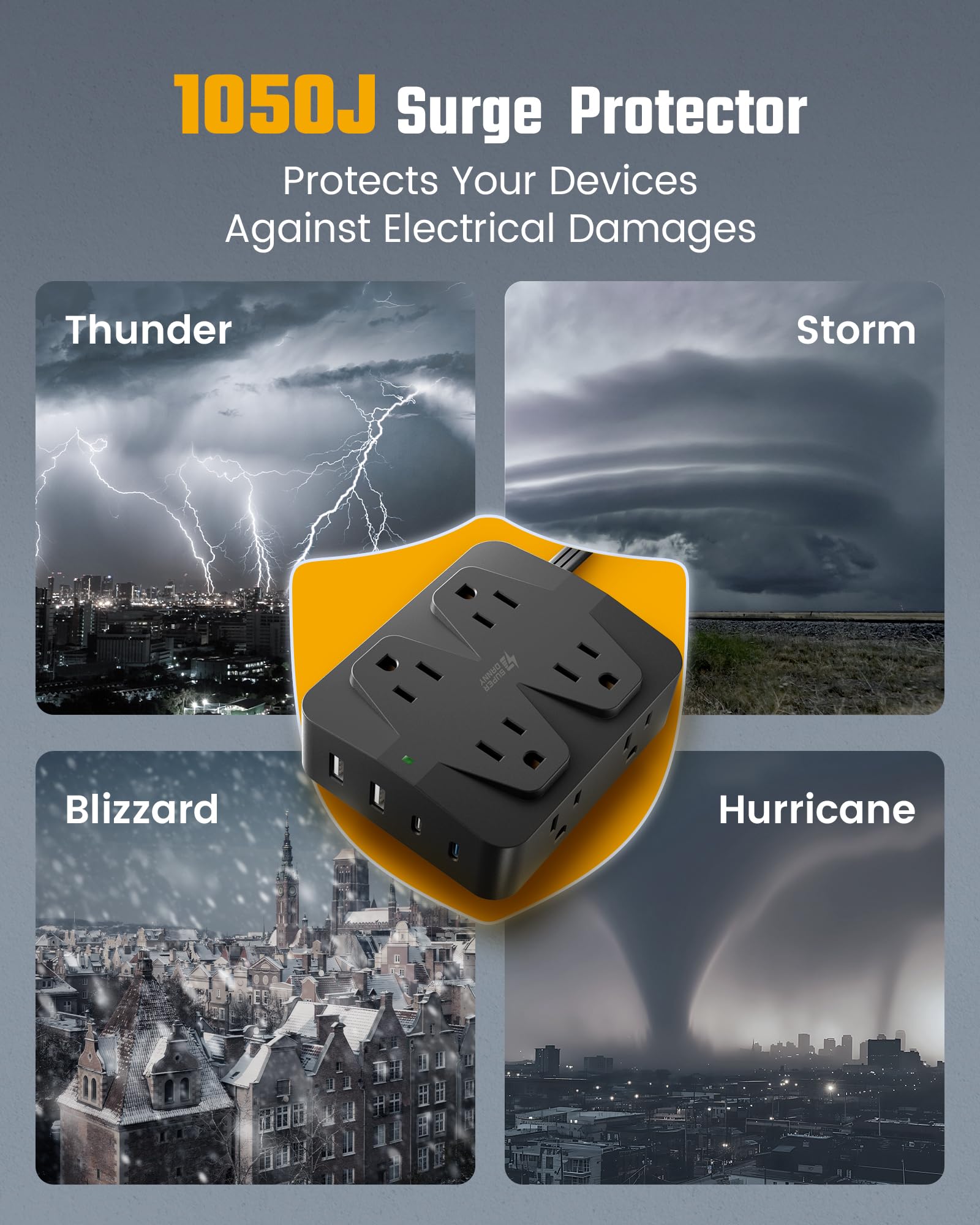 10ft Extension Cord with Surge Protection