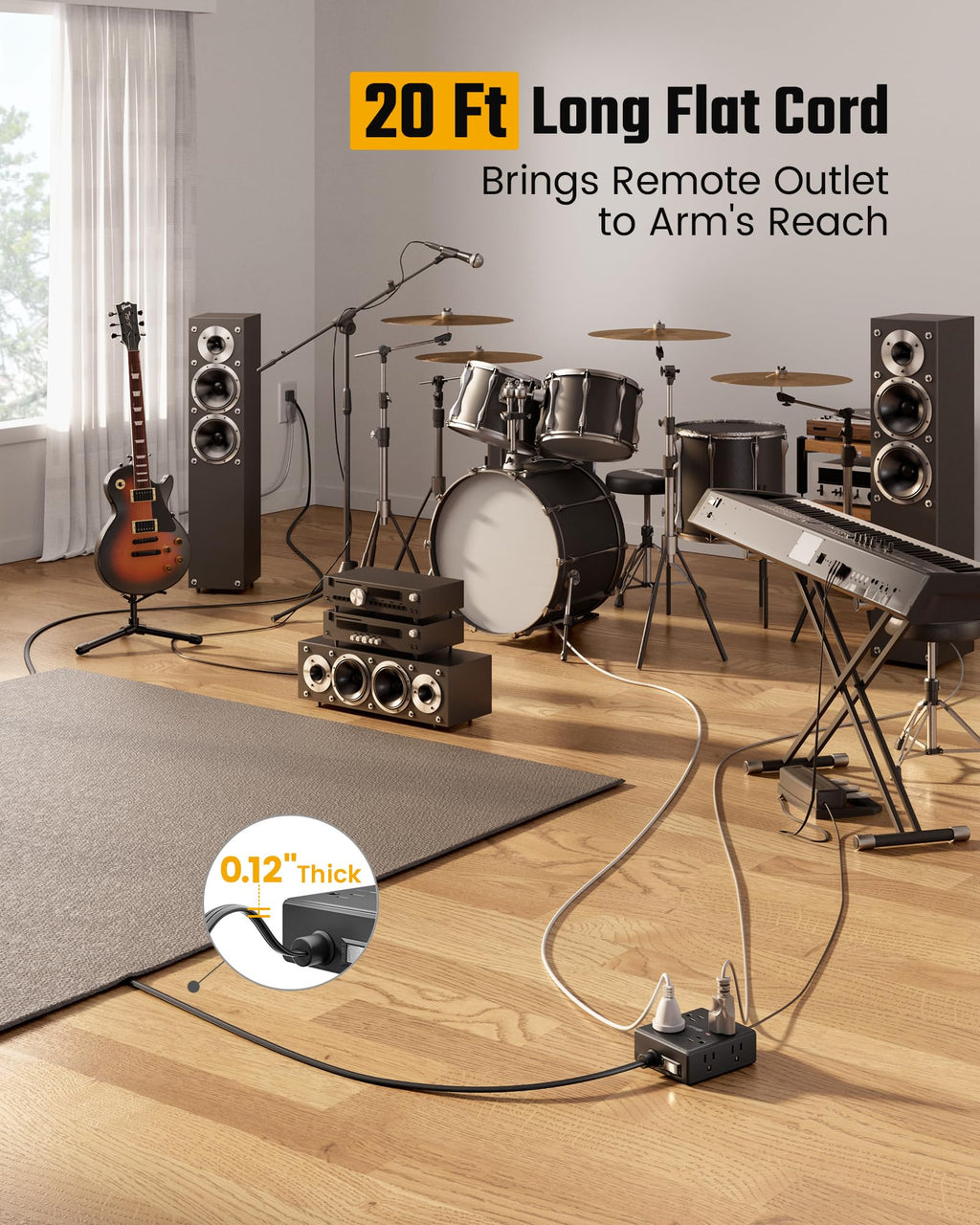 10ft Extension Cord with Surge Protection